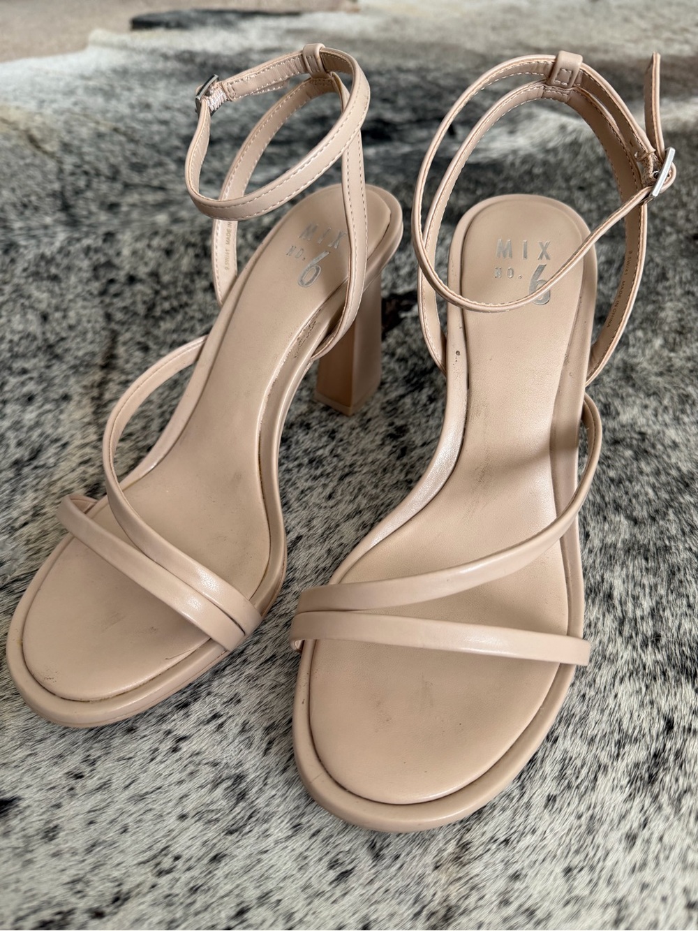 MIX No. 6 Nude Strappy Block Heel Sandals